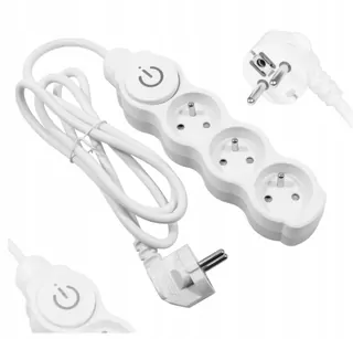 Predlžovací kábel - White Extension Strip 5m Triple Spínač