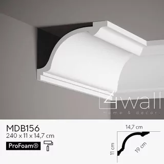 Biela dekoračná lišta vysoká MDB156 14,7 cm