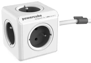 Napájací panel Allocacoc PowerCube 5 zásuviek v šedej farbe, kábel s dĺžkou 1,5 metra