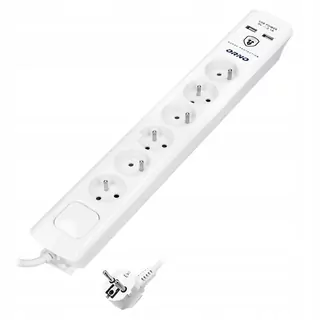 Prepäťová ochrana, 6 zásuviek 2P+Z, kábel 3 × 1,0mm2, dĺžka 3m, s dvojcestným podsvieteným