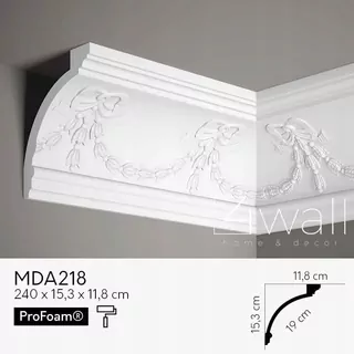Štukatérska lišta biela zdobená MDA218 12cm
