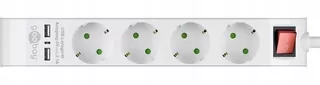 Napájací kábel 1.4m s vypínačom, 4 zásuvky, 2 porty USB 2.1 A
