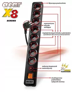 Prepäťové ochranné zariadenie Acar X8 Schuko