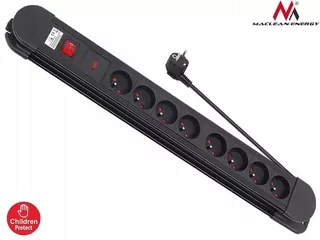 Predlžovací kábel 8 zásuviek s vypínačom čierny 1,5m 2300 W