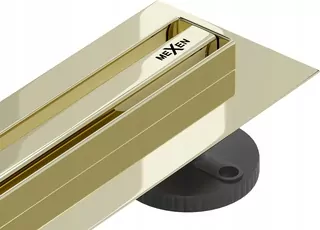 Mexen Flat 360 Slim Lineárny otočný odtok 80 cm, zlatý