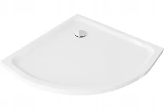 Mexen Flat umývadlo polkruhové slim 90 × 90 cm, biela + sifón, chróm