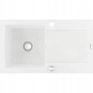 Mexen Aron žulový drez s 1 komorou a odkvapkávačom 752 × 436 mm, biela - 6509751010-20