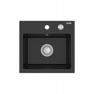 Mexen Milo žulový drez s 1 komorou 435 × 410 mm, čierna/zlatá metalíza - 6505441000-75