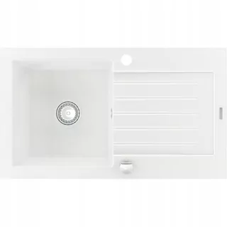 Mexen Pablo žulový drez s 1 komorou a odkvapkávačom 752 × 436 mm, biela - 6510751010-20