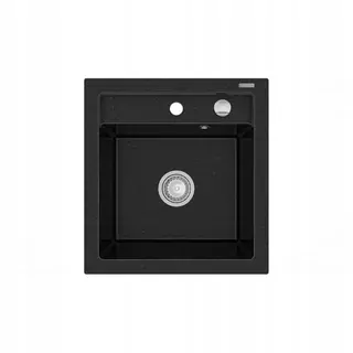 Mexen Vito žulový drez s 1 komorou 520 × 490 mm, čierna/strieborná metalíza - 6503521000-73