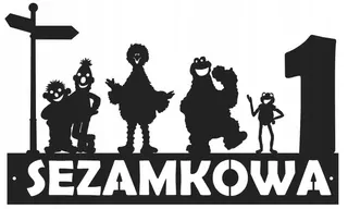 Kovové číslo domu s obrázkom: "SEZÁMOVÁ ULICA" (model 2028)