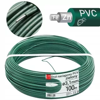 PVC oplotenie ŤAŽNÝ DRÔT fi 3,1 mm 100mb zelená pre sieť