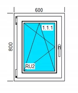 OKNÁ PVC 600x800 RU BIELE, ĽAVÉ