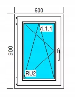 OKNO PVC 600x900 RU BIELE, ĽAVÉ