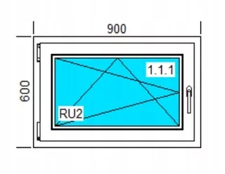 OKNO PVC 900x600 RU BIELE, ĽAVÉ