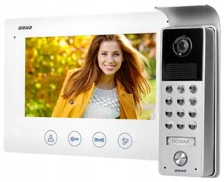 Videointerkom bezdrôtový, farebný, LCD 7", s šifrovaním, na stenu, biely, CERES - OR-VID-ME-1056/W