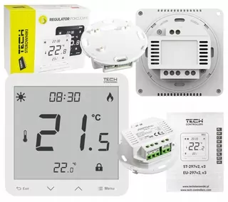 Regulátor izbový biely ST-297z v3 TECH káblový na 230 V dvojfázový podlahový