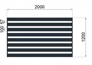 Priečny panel 100mm v intervaloch 57mm. Na vlastnú montáž. Tolerancia šírky montážneho otvoru - 10mm