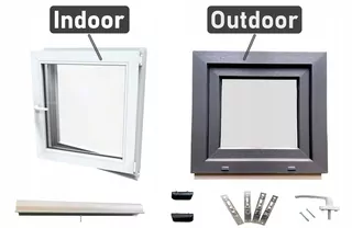 Antracitové PVC okno, pravé, 50x40 500x400 Okenná súprava