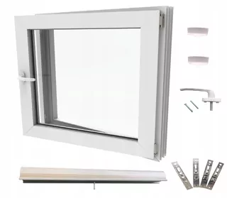 Teplé biele PVC okno, pravé, 60x60, 600x600, komplet