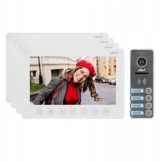 Video interkom 4-rodinný bezdrôtový farebný LCD 7" menu OSD ovládanie brány biela NOVEO MULTI4