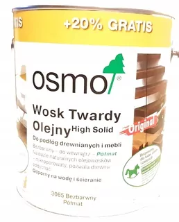 Olejový tvrdý vosk Osmo 3065, bezfarebný, polomatný, 3 l