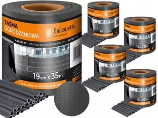 ✨ Antracitová plotová páska Balconetto 19cm x 35m x 5 ks + upevňovacie klipy 100ks ✨