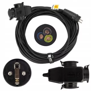 Predlžovací kábel gumový 3xGN OW 3 × 1,5 mm² 10 A IP44 10m