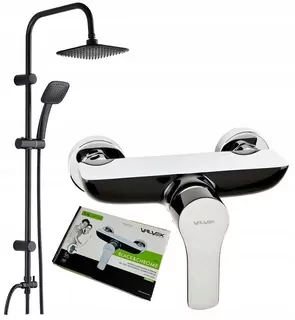 Kuchinox ONDO sprchový set na omietku + sprchová batéria Valvex Black & Chrome
