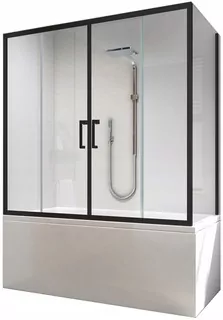 Reihe vaňová zástena dvojdielna 160 x 70 cm priehľadná + Besco Modern obdĺžniková vaňa biela 160 x 70 cm