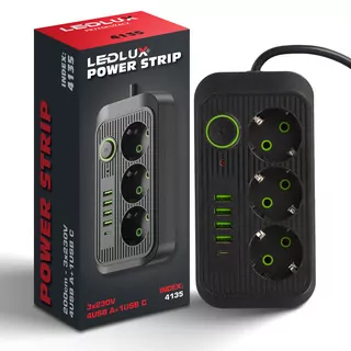 Predlžovací kábel 2m 3 zásuvky + 5x USB