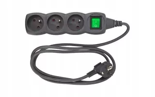 Predluhový kabel 3 × 2P + z s vypínacím 1.5 m grafitový duwi international