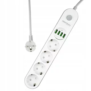 Predlžovací kábel - Predlžovací kábel Power strip 4GN + 4xUSB + Off 2m
