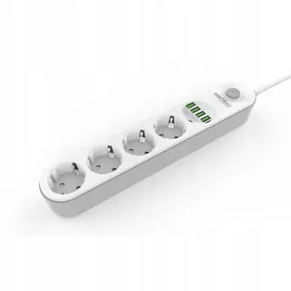 Predlžovací kábel - Predlžovací kábel Power strip 5GN USB 2 m Spínač