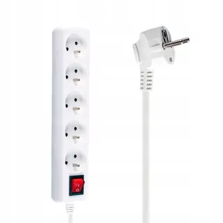 Sieťový predlžovací kábel 5 zásuviek 3m s vypínačom biely LB0085-3 LIBOX