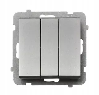 Trojité tlačidlo Ospel Sonata LP-24R/m/38 Odrazová monostabilná podložka 10AX 250 V IP20 strieborná
