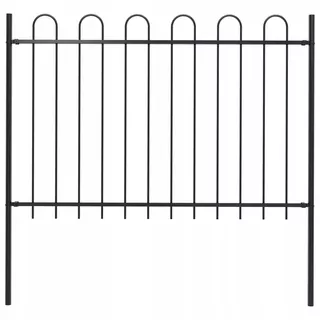 VidaXL Plotový panel so zaoblenými koncami 1,7 × 1,2m čierny