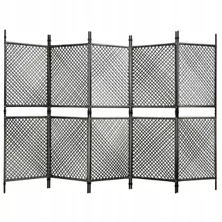 Plotový panel z polyratanu, 3 × 2m, Antracit