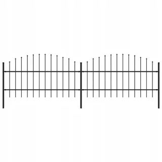 Plotové panely s hrotmi, oceľ, (0,75-1) x 3,4m, čierne