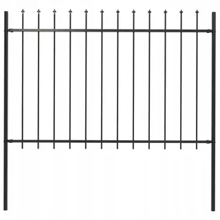 Plotové panely s hrotmi, oceľové, 1,7 × 1.2m, čierne