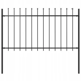 Plotové panely s hrotmi, oceľ, 1,7 × 1 m, čierne