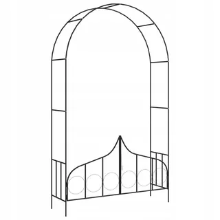 Záhradná pergola s bránou, čierna, 138 × 40 × 238 cm, železná