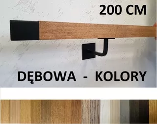 Zábradlie na stenu 200 cm, drevené, 40 mm, dub FARBA