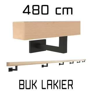 Zábradlie na stenu, bukové drevo, BUK, lak 480cm