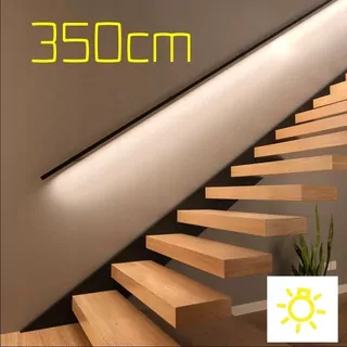 Nástenná tyč metal black s LED 350cm RAL