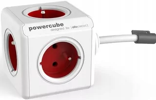 PowerCube Extended, rozbočovač 5 zásuviek, na kábli 1.5m, červený, ALLO-2304