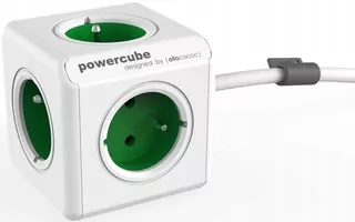 PowerCube Extended, rozbočovač 5 zásuviek, na kábli 1.5m, zelený, ALLO-2300GN