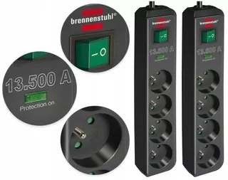 Prepäťový ochranný spínač 4 SOCKET Certifikát CE Sada 2 ks