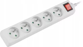 Predlžovací kábel - Biely predlžovací kábel 5 Strip automat s vypínačom 3 m