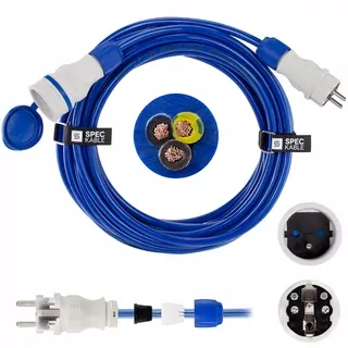 Predlžovací kábel PUR H07BQ-F stavebný pre dielne 3 × 2,5mm² 1xGN IP54 20m